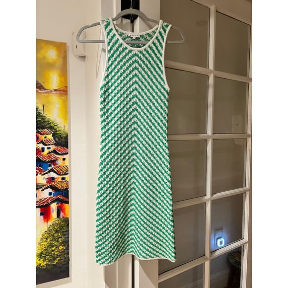Gianni Bini Green & White Chevron Knit Dress, Small - Picture 3 of 4